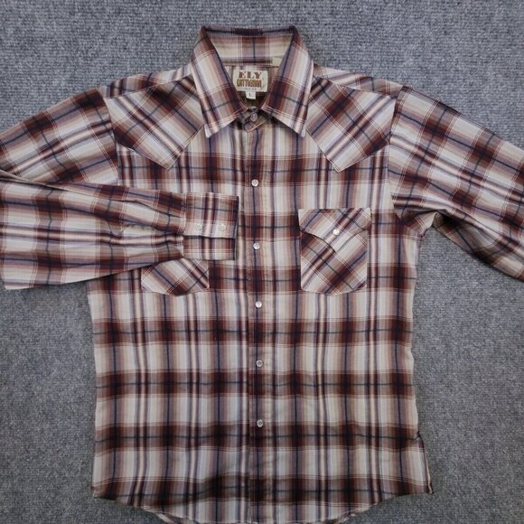 Ely Cattleman Pearl Snap Shirt Women's Large Red Plaid Long Sleeve Button Up - Picture 2 of 12